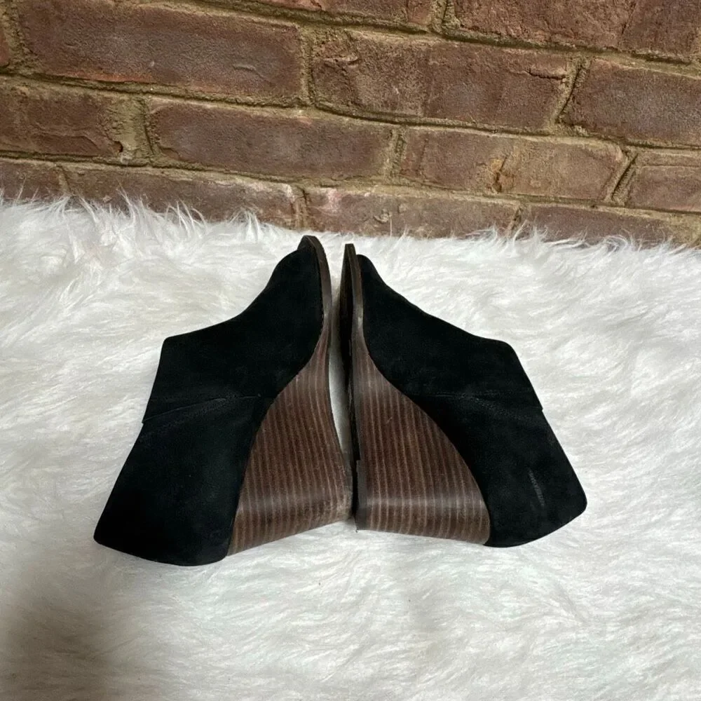Lucky Brand Women’s Black Jaxy Open Toe Wedge Sandal Size 7.5